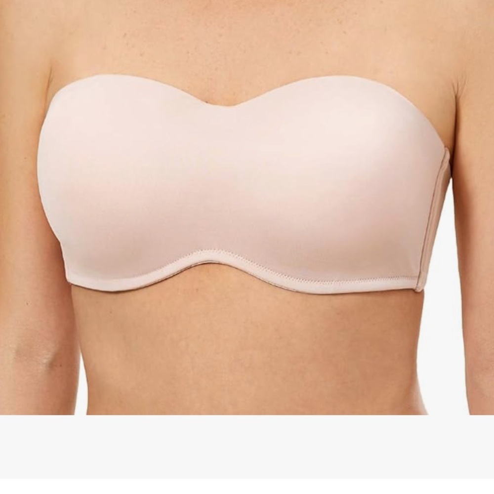 DELIMIRA- Strapless Bra Minimizer Underwire Unlined Bandeau -Rose Smoked -36C